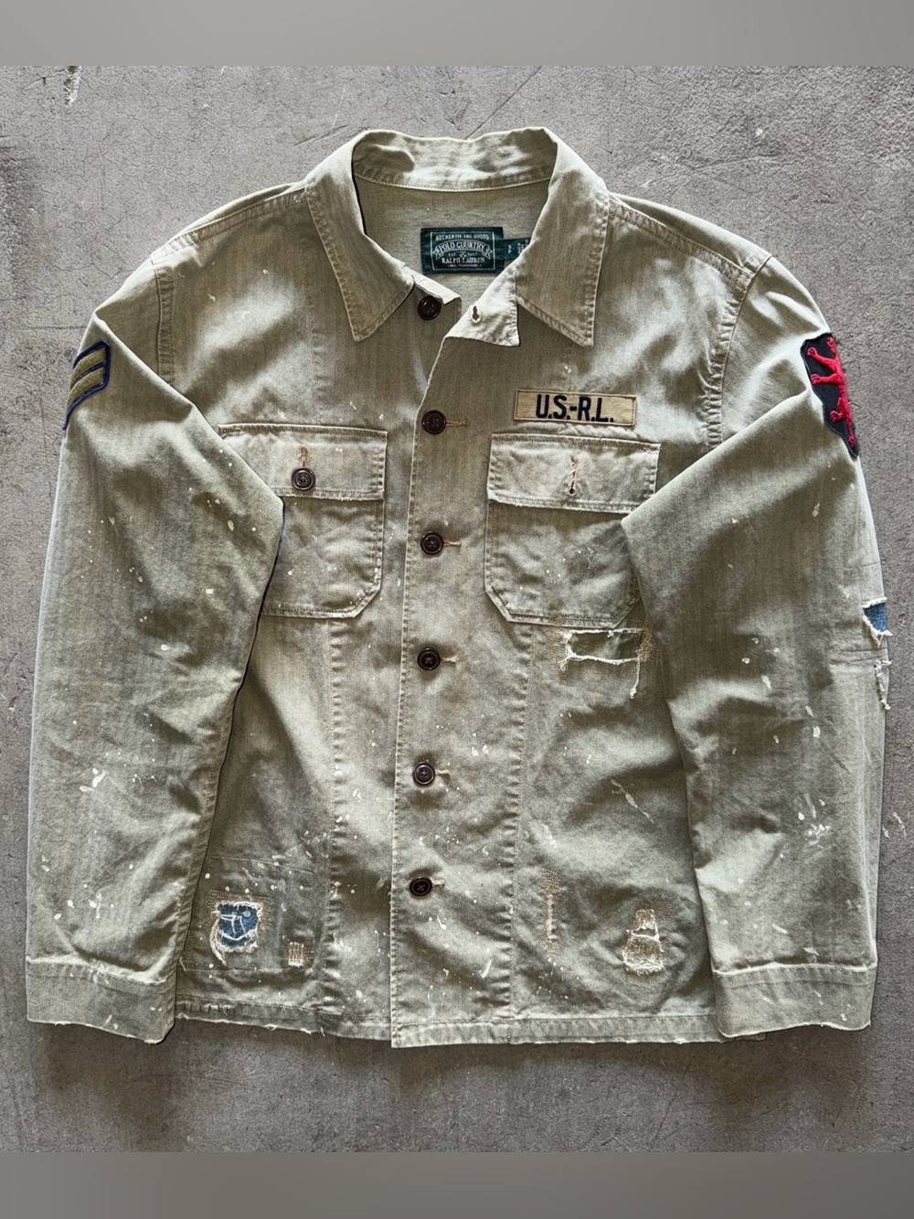 RARE VTG POLO RALPH LAUREN 
HERRINGBONE 
COUNTRY MILITARY JACKET